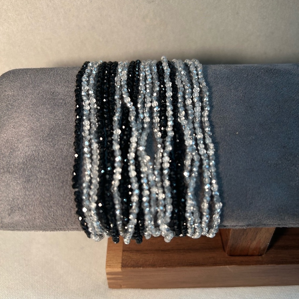 New 20pcs sparkling black spinel/crystal baby beads bracelet